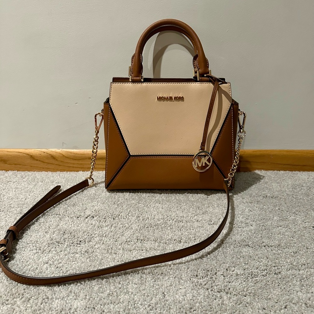 Michael Kors Marilyn Medium Satchel – Colorblock Saffiano Leather